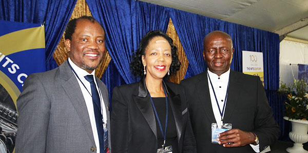 Wits Vice-Chancellor Professor Zeblon Vilakazi, Chancellor Dr Judy Dlamini and former Chancellor Dikgang Moseneke a the 2022 Founders Tea.